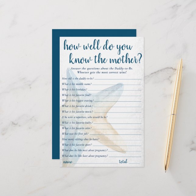 Kus chic | Blauwe Zeester Wie is papa spelletje (Voorkant / Achterkant in situ)