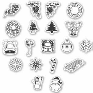 Kus-cut Black and White Kerstmis Sticker