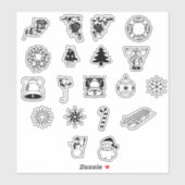 Kus-cut Black and White Kerstmis Sticker (Vel)