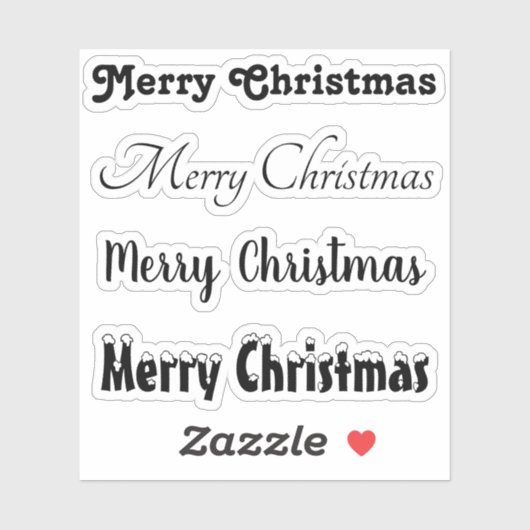 Kus-Cut Custom Greeting x4 #1 (Vrolijk Kerstfeest) Sticker (Vel)