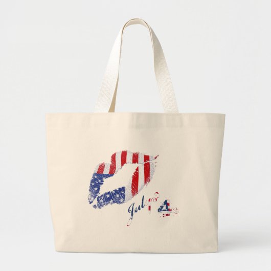 Kus de Amerikaanse vlag Grote Tote Bag (Voorkant)