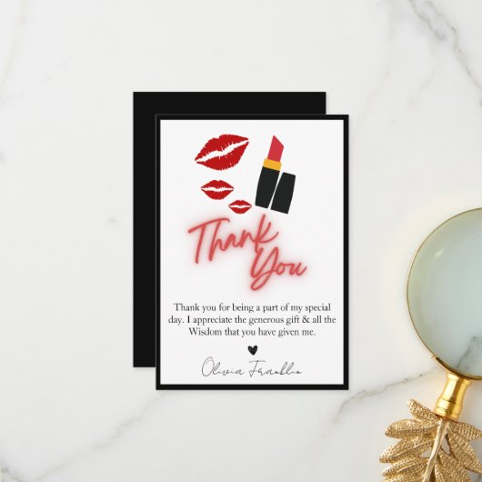 Kus de bruid vaarwel bruidsfeest bedankkaart (Voorkant / Achterkant in situ)