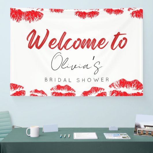 Kus de bruid vaarwel bruiloft feest welkomstbord spandoek (Beurs)