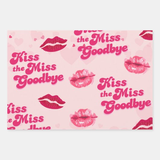 Kus de bruid Vaarwel vrijgezellenfeest cadeaus Inpakpapier Vel (Voorkant)