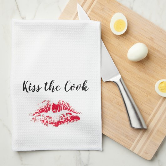 Kus de Cook Funny Quote White Red Valentijnsdag Theedoek (Quarter Fold)