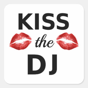 Kus de DJ met rode lippenstift sporen Vierkante Sticker