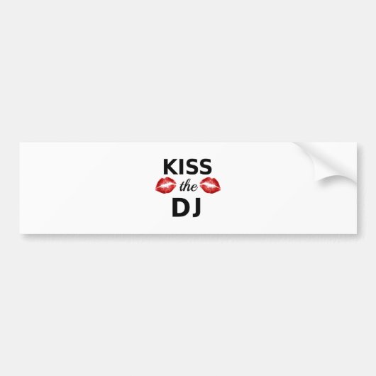 Kus de DJ met rode lipstick sporen Bumpersticker (Voorkant)