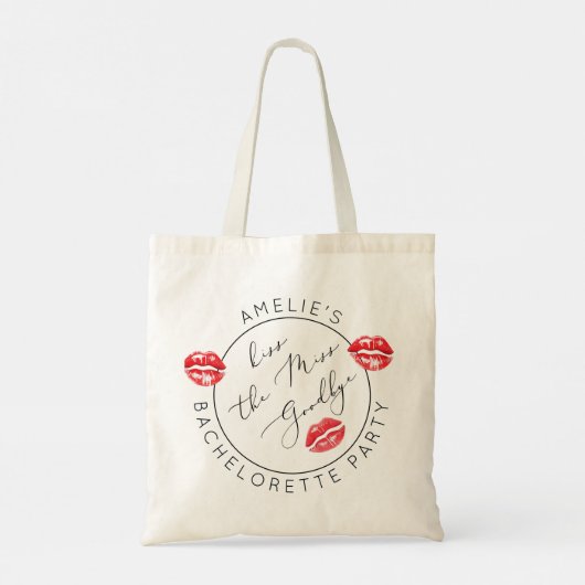 Kus de juffrouw afscheid vrijgezellenfeest tote bag (Achterkant)