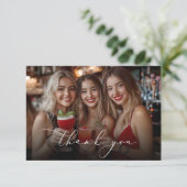 Kus de juffrouw gedag Bachelorette feest foto Bedankkaart (Staand voorkant)