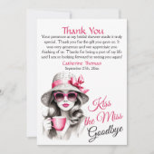 Kus de juffrouw gedag Bruids douche Theepartij Bedankkaart (Voorkant)