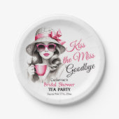 Kus de juffrouw gedag Bruids douche Theepartij Papieren Bordje (Voorkant)