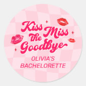 Kus de juffrouw gedag Bruidsfeest Favoriet Geschen Ronde Sticker (Voorkant)
