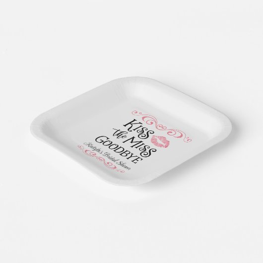 Kus de juffrouw gedag Bruidsmeisjestoestanden Papieren Bordje (Gebogen)