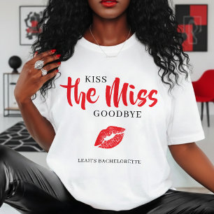 Kus de juffrouw gedag Rode Lip Bachelorette Feest  T-shirt