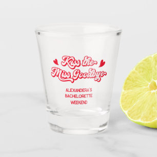 Kus de juffrouw gedag Roze vrijgezellenfeestje Shot Glas
