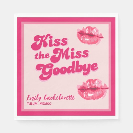 Kus de juffrouw gedag vrijgezellenfeest partij servet (Voorkant)