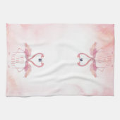 Kus de kok | Kissing Flamingos keukenhanddoek (Horizontaal)