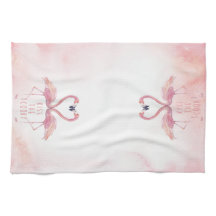 Kus de kok | Kissing Flamingos keukenhanddoek