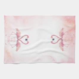 Kus de kok | Kissing Flamingos keukenhanddoek