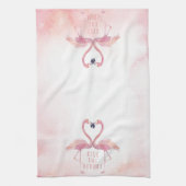 Kus de kok | Kissing Flamingos keukenhanddoek (Verticaal)