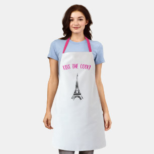 Kus de kok Paris schort roze en zwart valentijn