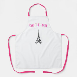 Kus de kok Paris schort roze en zwart valentijn