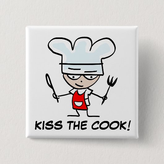 Kus de kok! pinback knoop vierkante button 5,1 cm (Voorkant)