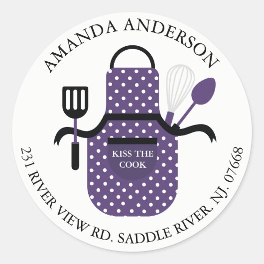 Kus De Kok Schort Keuken Adres Label Sticker (Voorkant)
