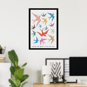 Kus de lucht vogel kunst met de grens poster (Thuiskantoor)