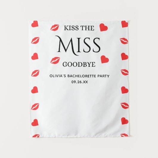 Kus de Miss Goodbye Bachelorette Foto Achtergrond Wandkleed (Voorkant)