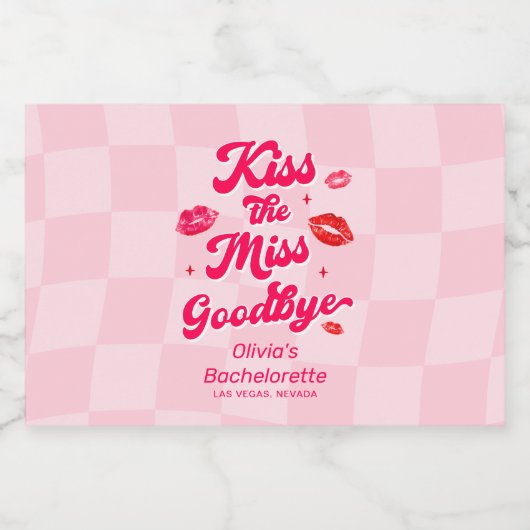Kus de Miss Goodbye Bachelorette Likeurfles Etiket (Enkel label)