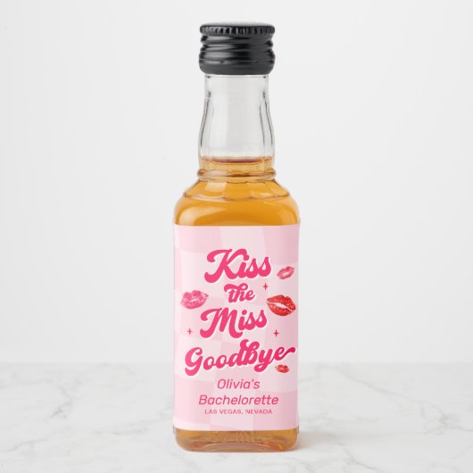 Kus de Miss Goodbye Bachelorette Likeurfles Etiket (Voorkant)