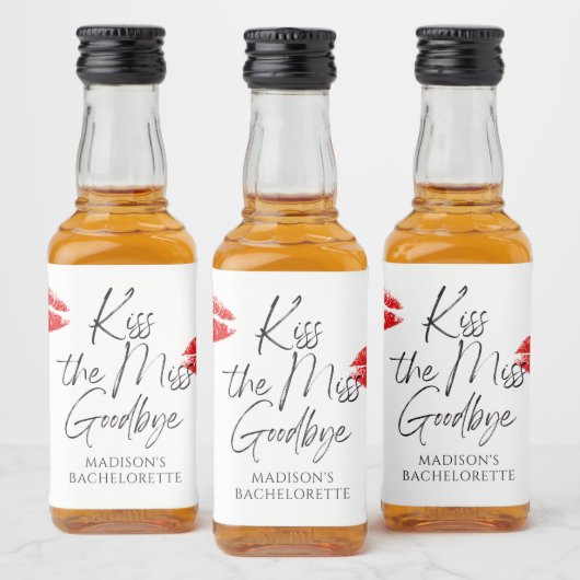 Kus de Miss Goodbye Bachelorette Likeurfles Etiket (Flessen)