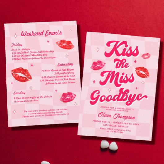 Kus de Miss Goodbye Bachelorette Party Kaart