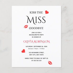 Kus de Miss Goodbye Bachelorette Party Uitnodigen