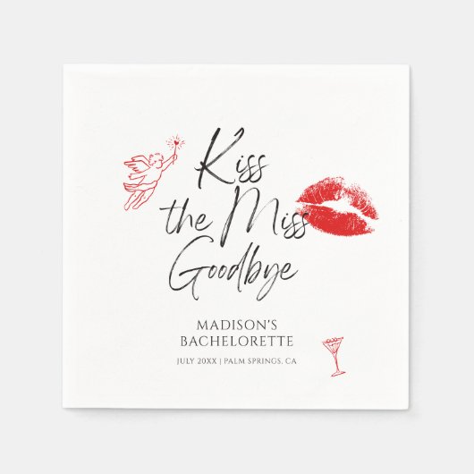 Kus de Miss Goodbye Bachelorette Servet (Voorkant)