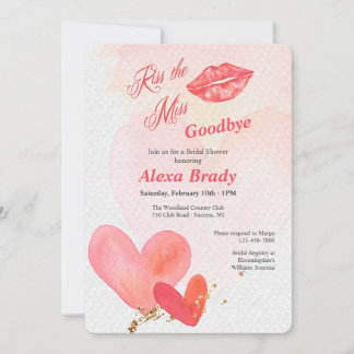 Kus de Miss Goodbye bruids douche uitnodiging