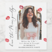 Kus de Miss Goodbye Foto Chic Bachelorette Wijn Etiket (Enkel label)