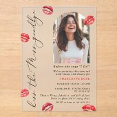 Kus de Miss Goodbye Photo Arch Bachelorette Acryl Uitnodigingen (Voorkant)