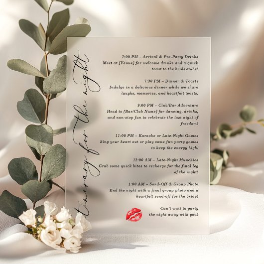 Kus de Miss Goodbye-route voor de nacht Acryl Uitnodigingen