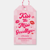 Kus de Miss Goodbye vrijgezellenfeest gunst Cadeaulabel (Voorkant)