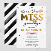 Kus de Miss Goodbye vrijgezellenfeest kaart (Voorkant / Achterkant)