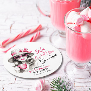 Kus de Miss Goodbye Vrijgezellenfeest Tea Party Ronde Kartonnen Onderzetter