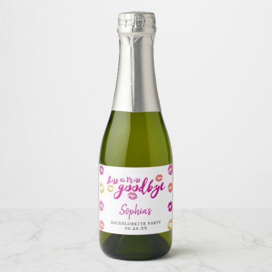 Kus De Miss Vaarwel Mini Mousserende Wijn Label Sparkling Wijnetiket (Voorkant)