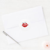 Kus deze rode lippen ronde sticker (Envelop)