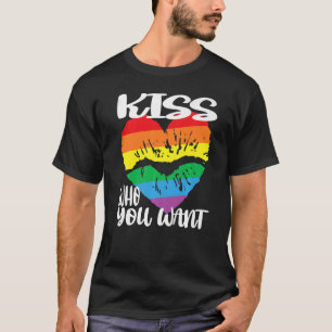 kus die je een regenboogmond in hart vorm wilt gev t-shirt