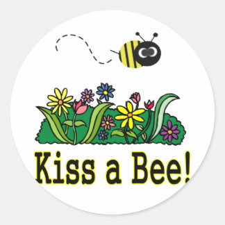 Kus een bij ronde sticker