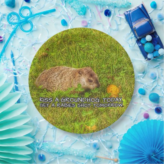 Kus een grondhog vandaag. Haal rabiës-borden Papieren Bordje (Feest)