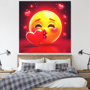 Kus-emoji: Liefde en Harten Kunst Canvas Afdruk