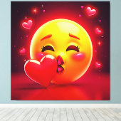 Kus-emoji: Liefde en Harten Kunst Canvas Afdruk (Insitu (Houten vloer))
